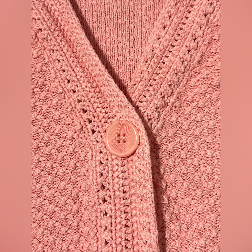 100% Cotton Salmon Pink APPLESEEDS PETITES Grandmacore Cardigan Small Petite - Picture 4 of 8